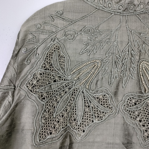 Vintage Sandy Starkman Olive Green Embroidered/Embellished Cropped Jacket Sz. S - Picture 8 of 11